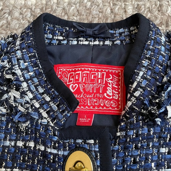 COACH 1941 Poppy Blue Phoebe Tweed Blazer Jacket - Picture 6 of 16